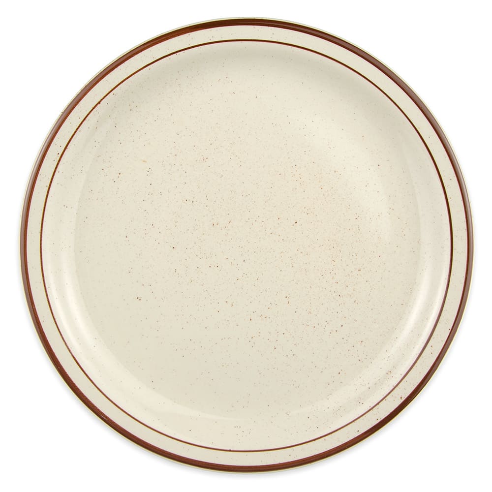 Libbey DSD-16 10 1/2" Round Desert Sand Plate - Speckled, (2) Brown Bands