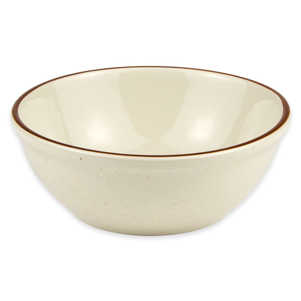 Libbey DSD-18 16 oz Round Desert Sand Oatmeal Bowl - Ceramic, Cream White w/ (1) Brown Band