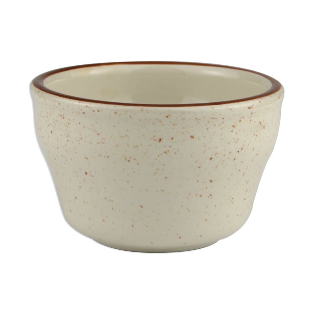 Libbey DSD-4 3 7/8" Round Desert Sand Bouillon Cup - Speckled, (1) Brown Bands