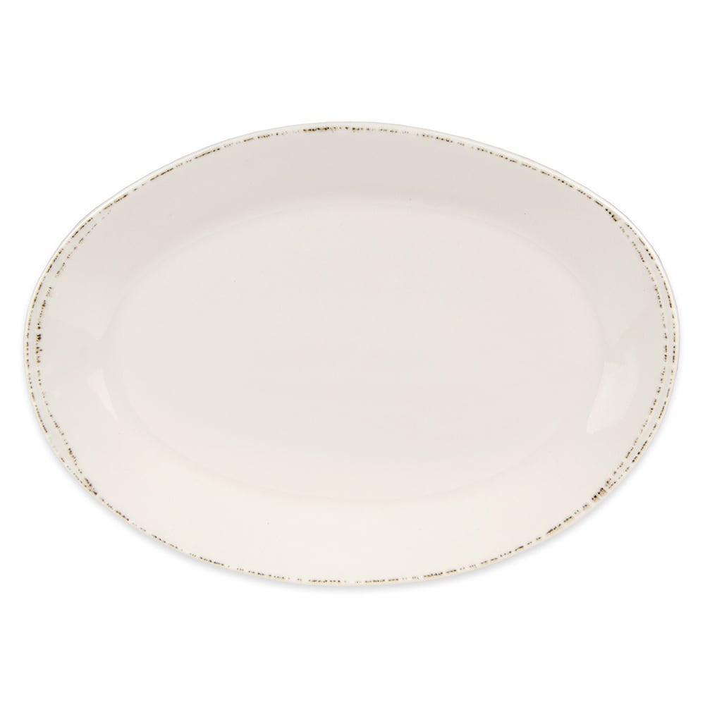 Libbey FH-508 12 1/2" x 9" Oval Farmhouse Platter - Porcelain, Cream White