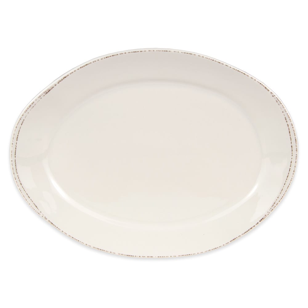 Libbey FH-509 13 5/8" x 10" Oval Farmhouse Platter - Porcelain, Cream White