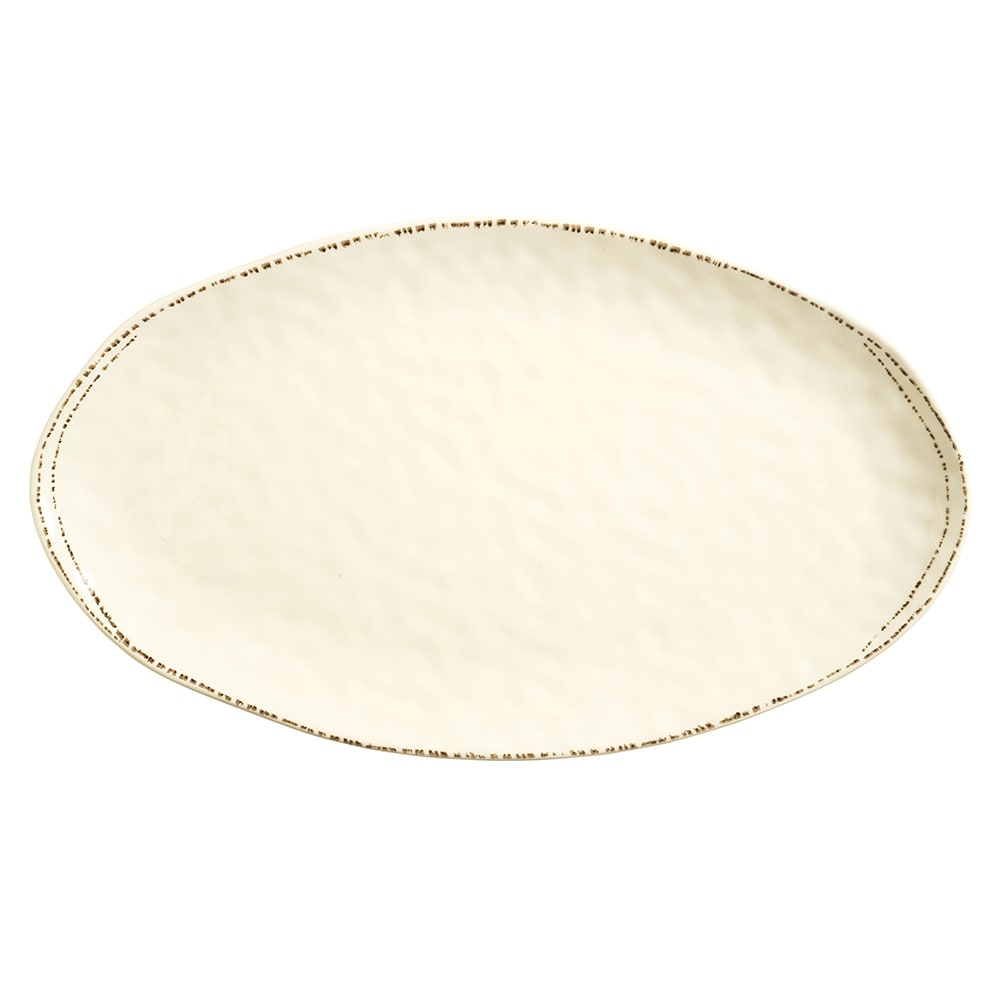 Libbey FH-560MEL 20 1/2" x 11 1/2" Oval Farmhouse Platter - Melamine, Cream White