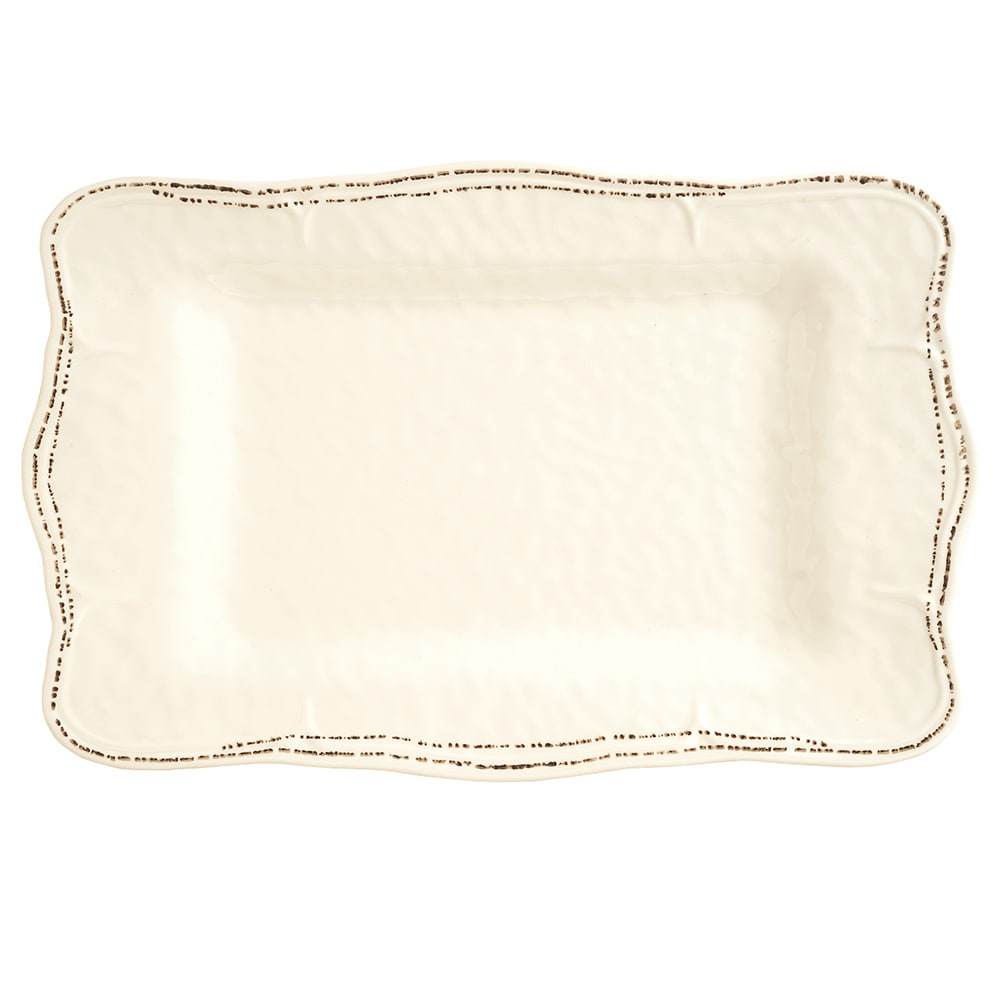 Libbey FH-580MEL 17" x 11" Rectangular Farmhouse Tray - Melamine, Cream White