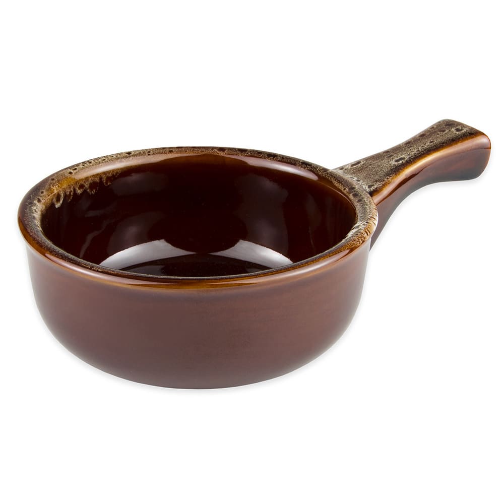 Libbey OSC-15-H 12 oz Onion Soup Crock w/ Handle, Caramel/Beige, Bedrock Ovenware, Ultima