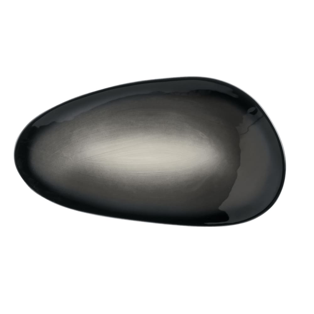 Libbey PEB-9-O 13 1/2" x 7 1/2" Oblong Pebblebrook Tray - Porcelain, Obsidian