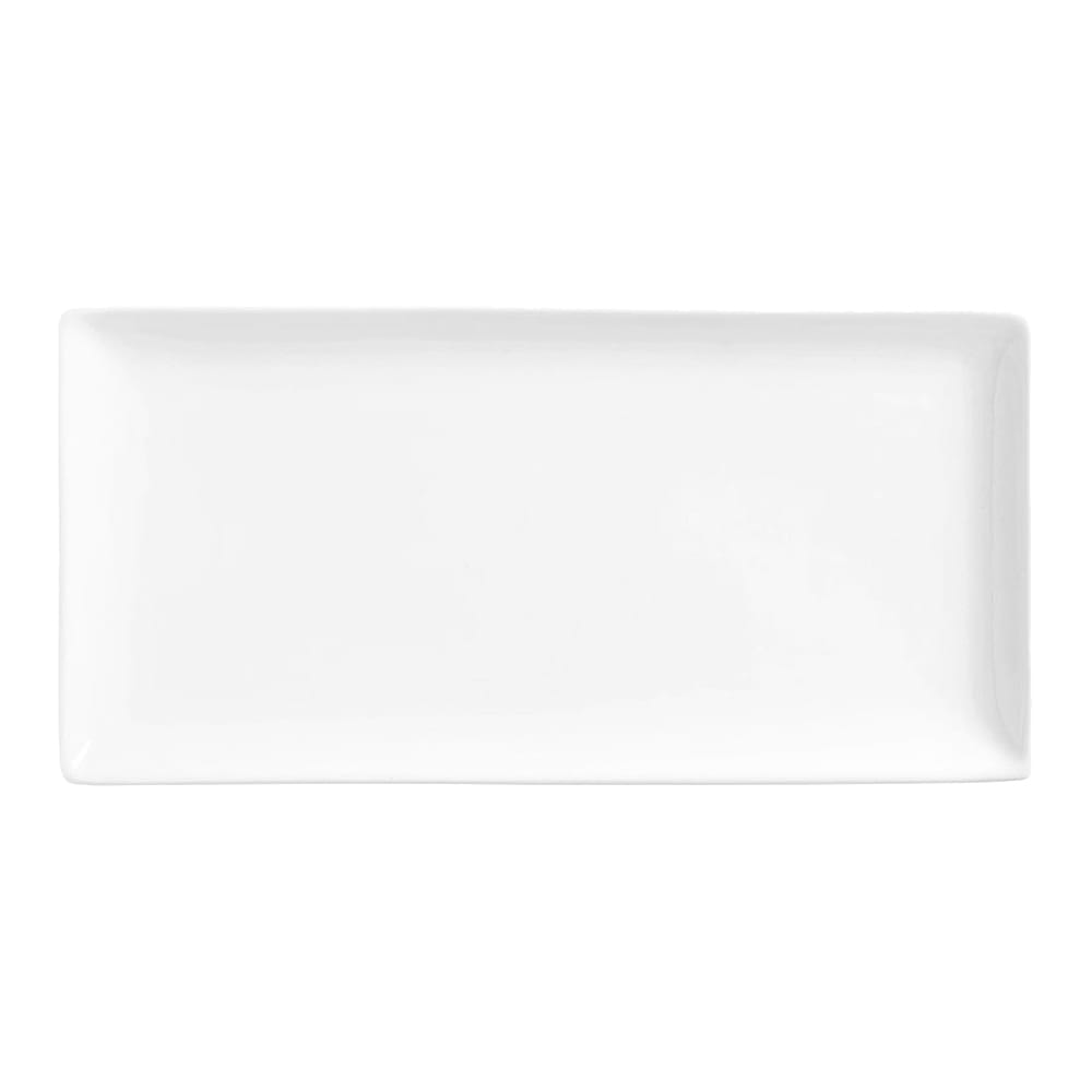 Libbey SL-22C 16" x 5 1/2" Rectangular Slate Coupe Platter - Porcelain, Ultra Bright White