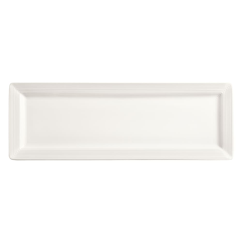 Libbey SL-26S 12" x 8" Rectangular Slate Select Platter - Porcelain, Ultra Bright White
