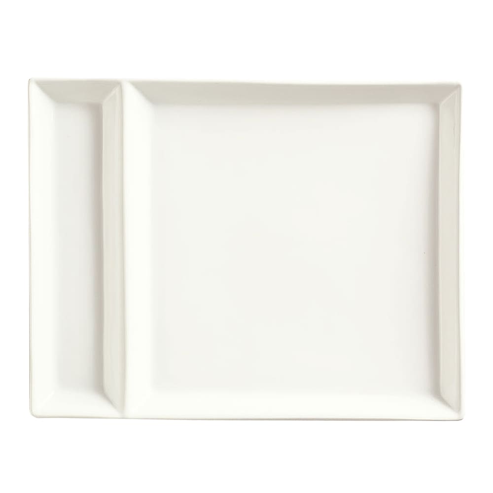 Libbey SL-900 Rectangular Slate Cocktail Plate - 9" x 7", Porcelain, Ultra Bright White