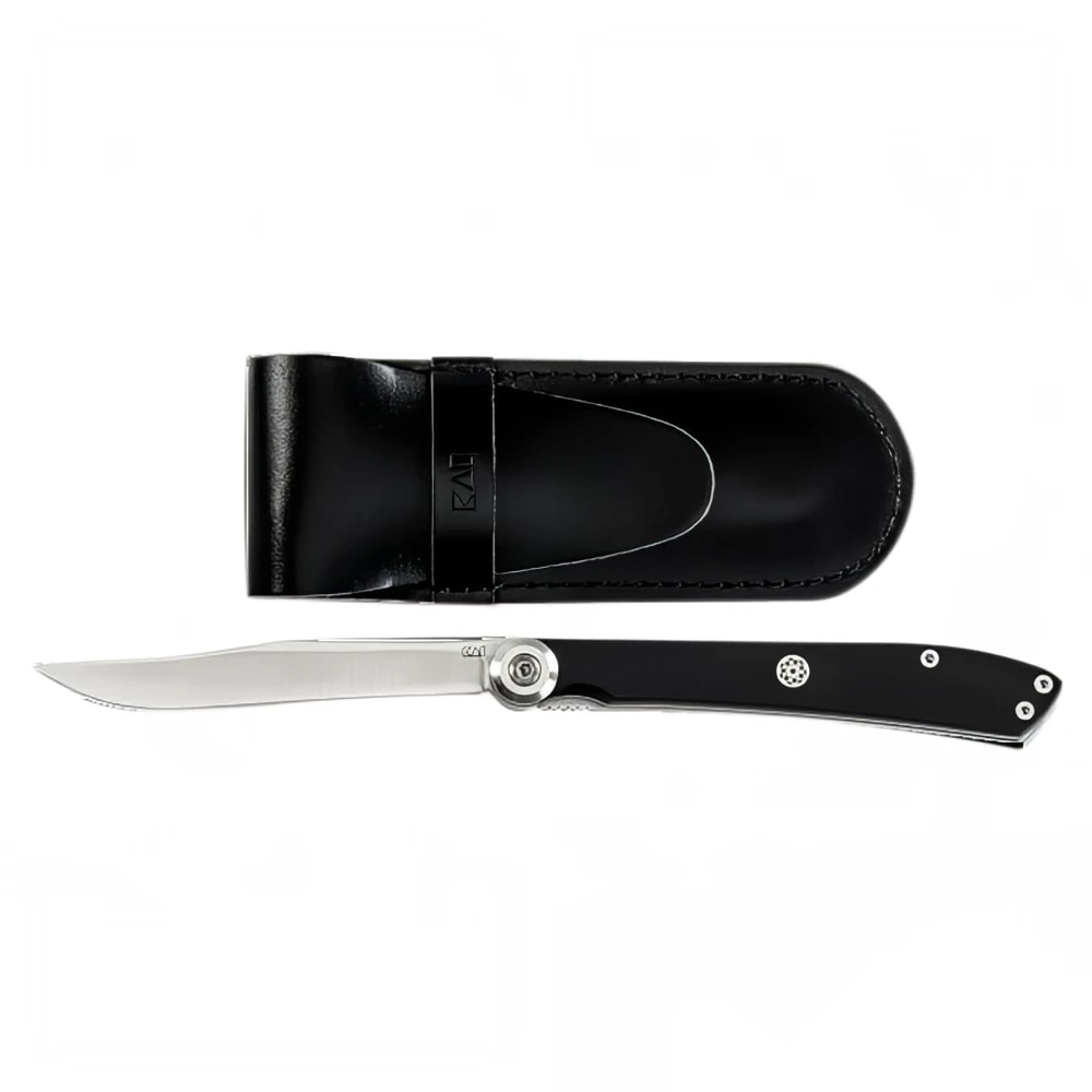 Shun 7 5/8" Folding Steak Knife w/ 3" Blade, Black POM Handle (5700X)