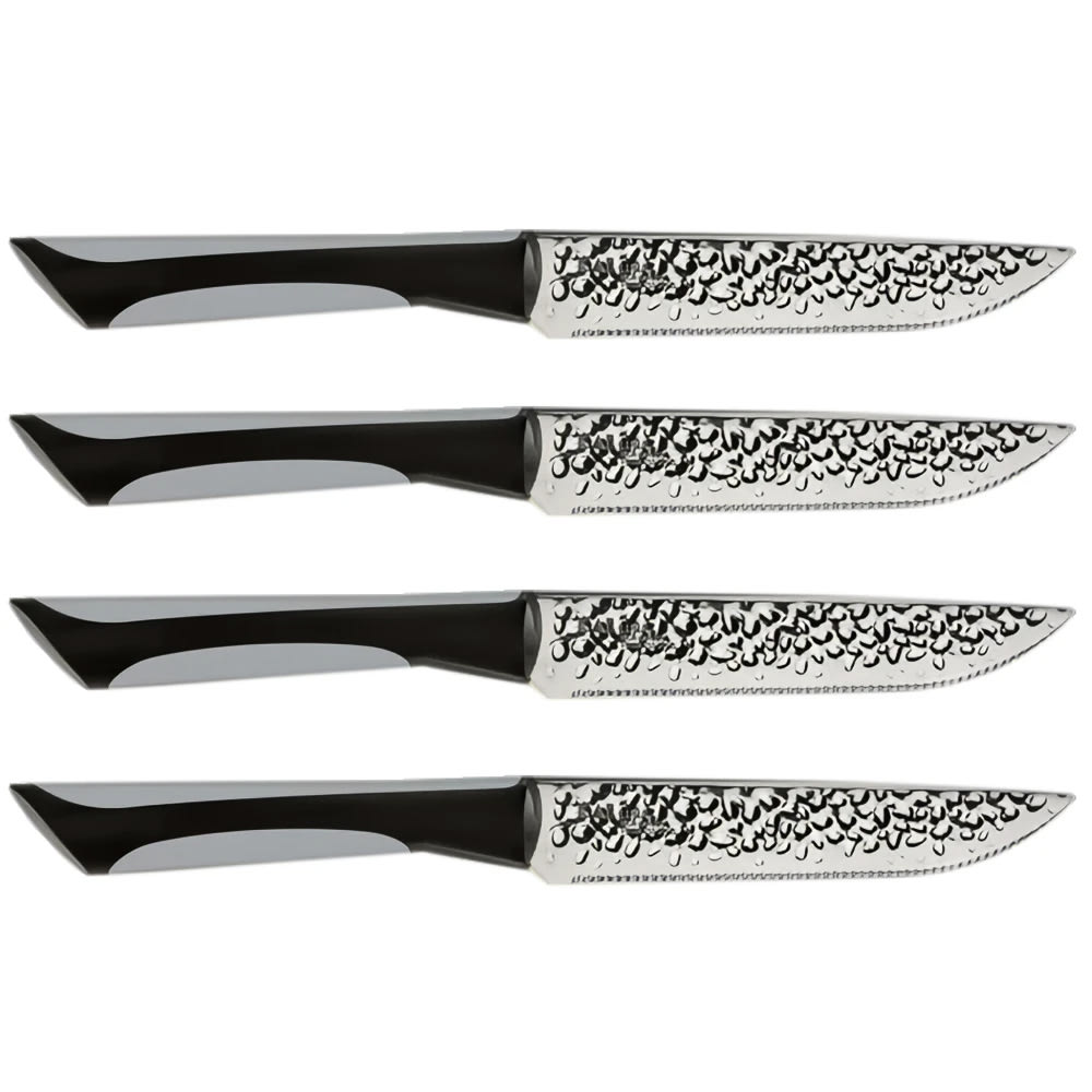 Shun 4 Piece Steak Knife Set w/ Black Soft-Grip Handles, Stainless Steel Blades (AB7075)