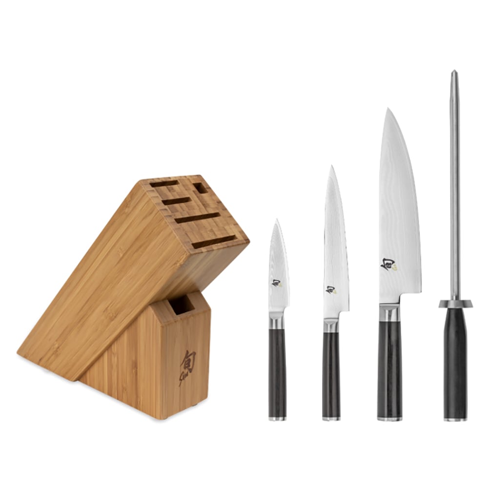 Shun 5 Piece Starter Knife Set w/ Bamboo Block (DMS0530)