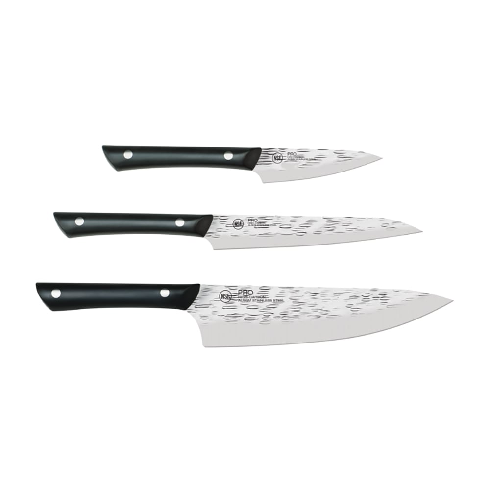 Shun 3 Piece Knife Set w/ Black POM Handle, Carbon Steel (HTS0370)