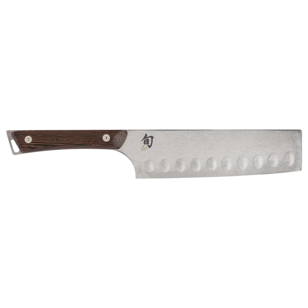 Shun 7" Hollow-Ground Nakiri Knife w/ Tagayasan Wood Handle, Stainless Steel Blade (SWT0728)
