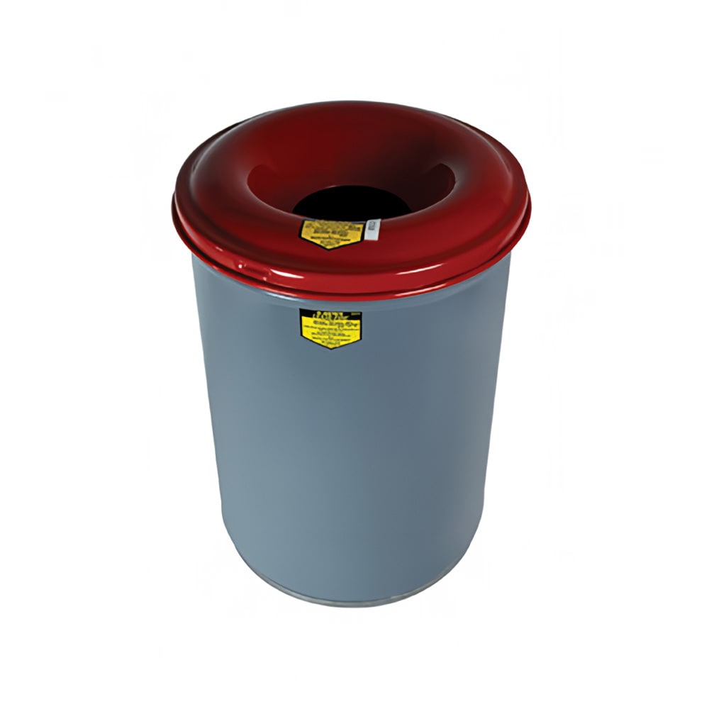 Justrite 26412 12 gallon Cease-Fire® Safety Waste Receptacle - Steel, Gray
