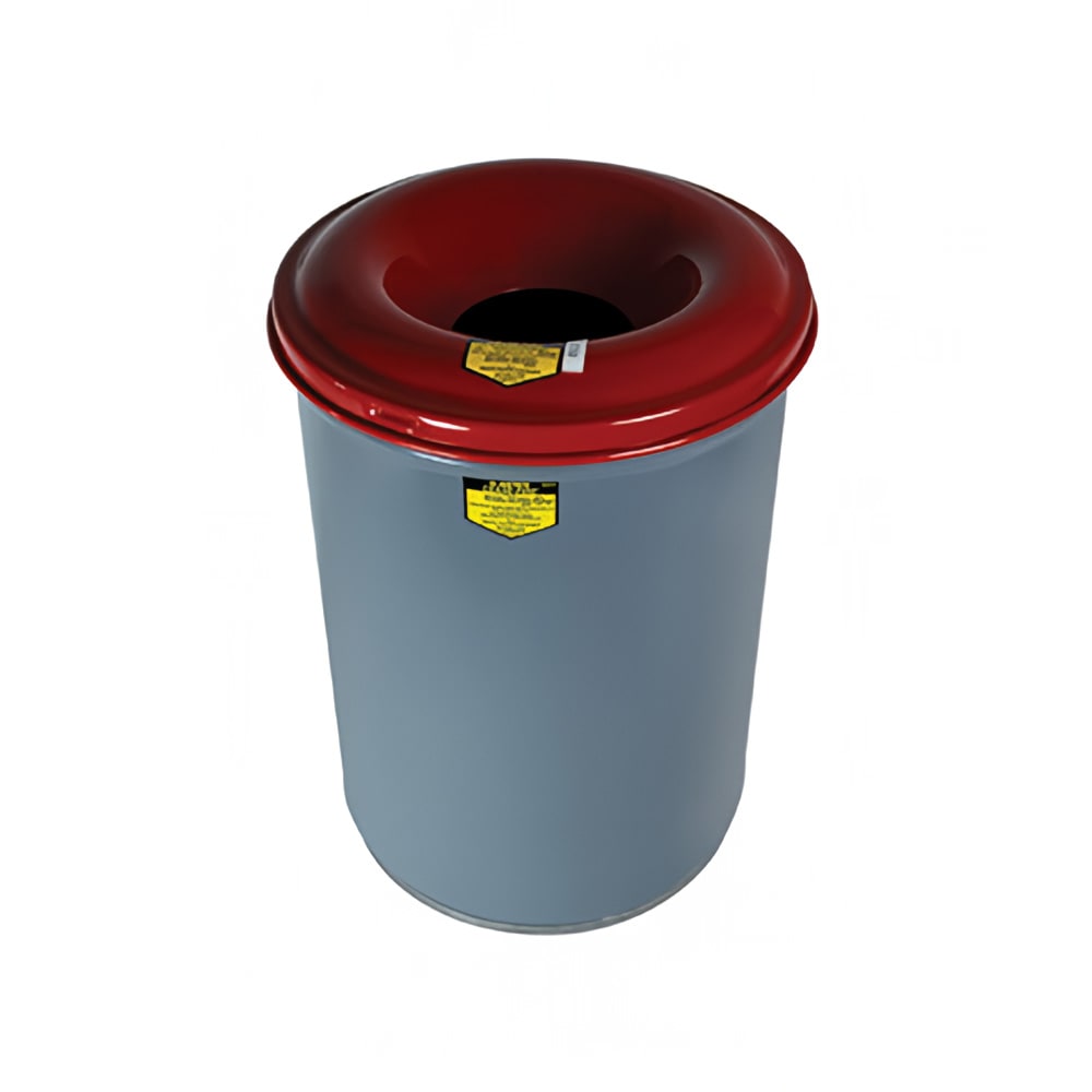 Justrite 26415 15 gallon Cease-Fire® Safety Waste Receptacle - Steel, Gray