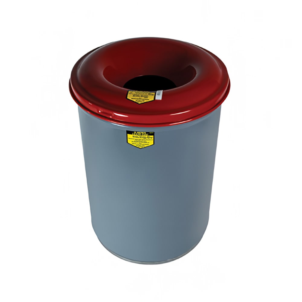 Justrite 26455 55 gallon Cease-Fire® Safety Waste Receptacle - Steel, Gray