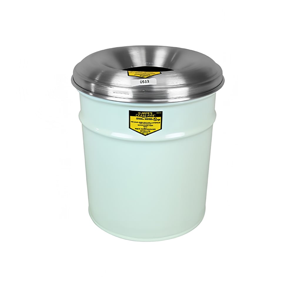 Justrite 26604W 4 1/2 gallon Cease-Fire® Safety Waste Receptacle w/ Aluminum Head - Steel, White