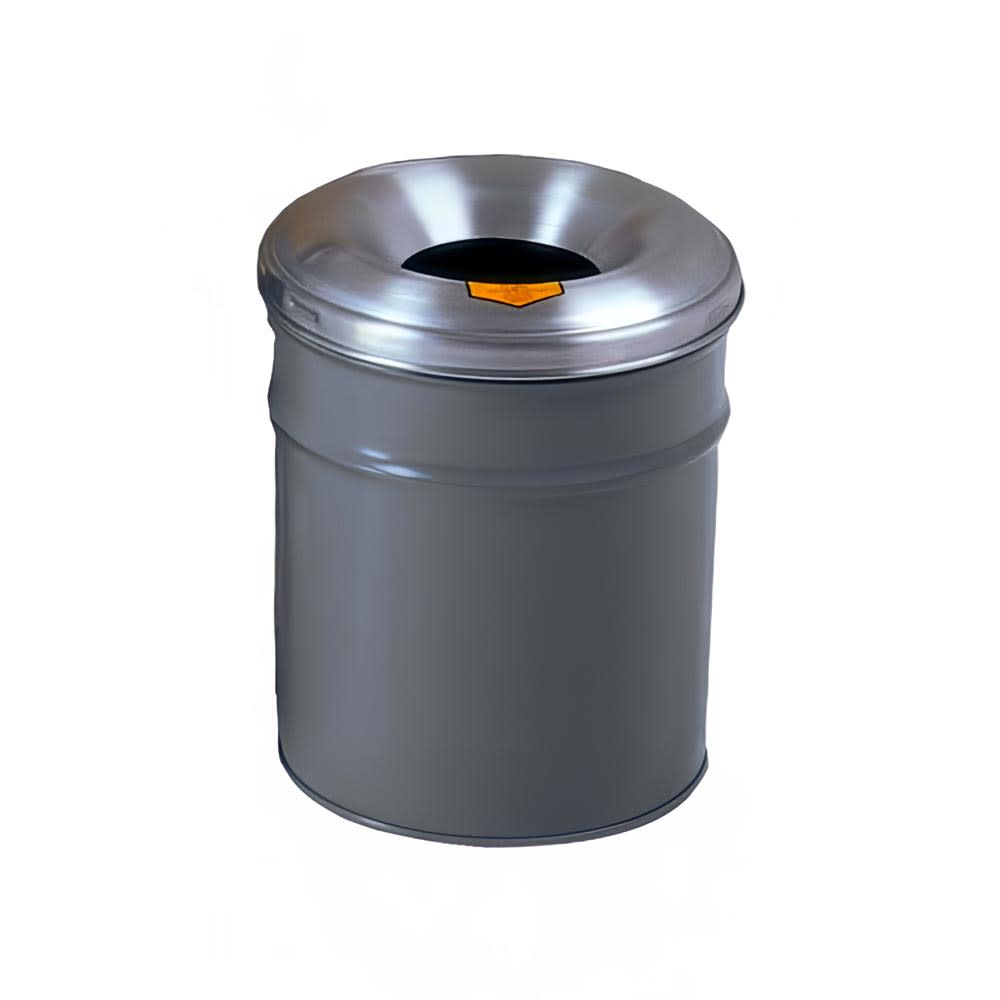 Justrite 26606G 6 gallon Cease-Fire® Safety Waste Receptacle w/ Aluminum Head - Steel, Gray