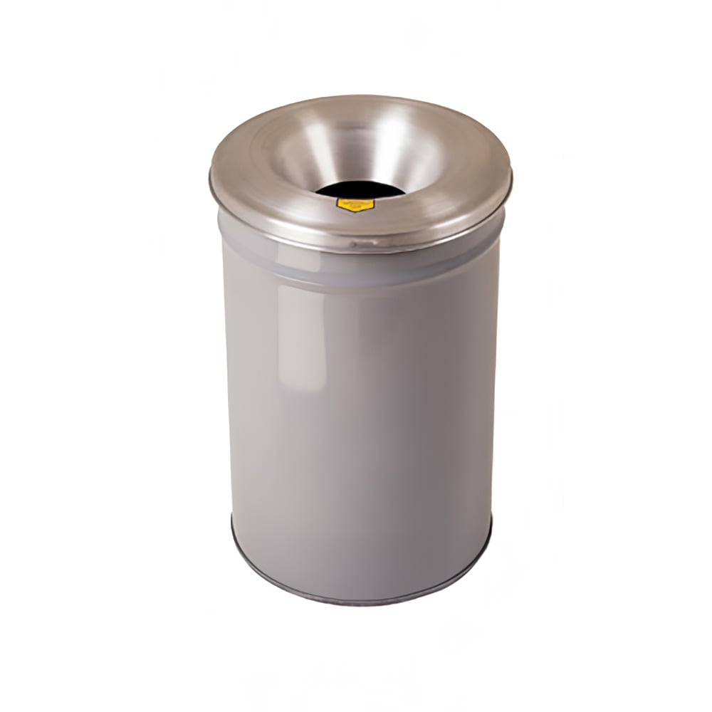Justrite 26612G 12 gallon Cease-Fire® Safety Waste Receptacle w/ Aluminum Head - Steel, Gray