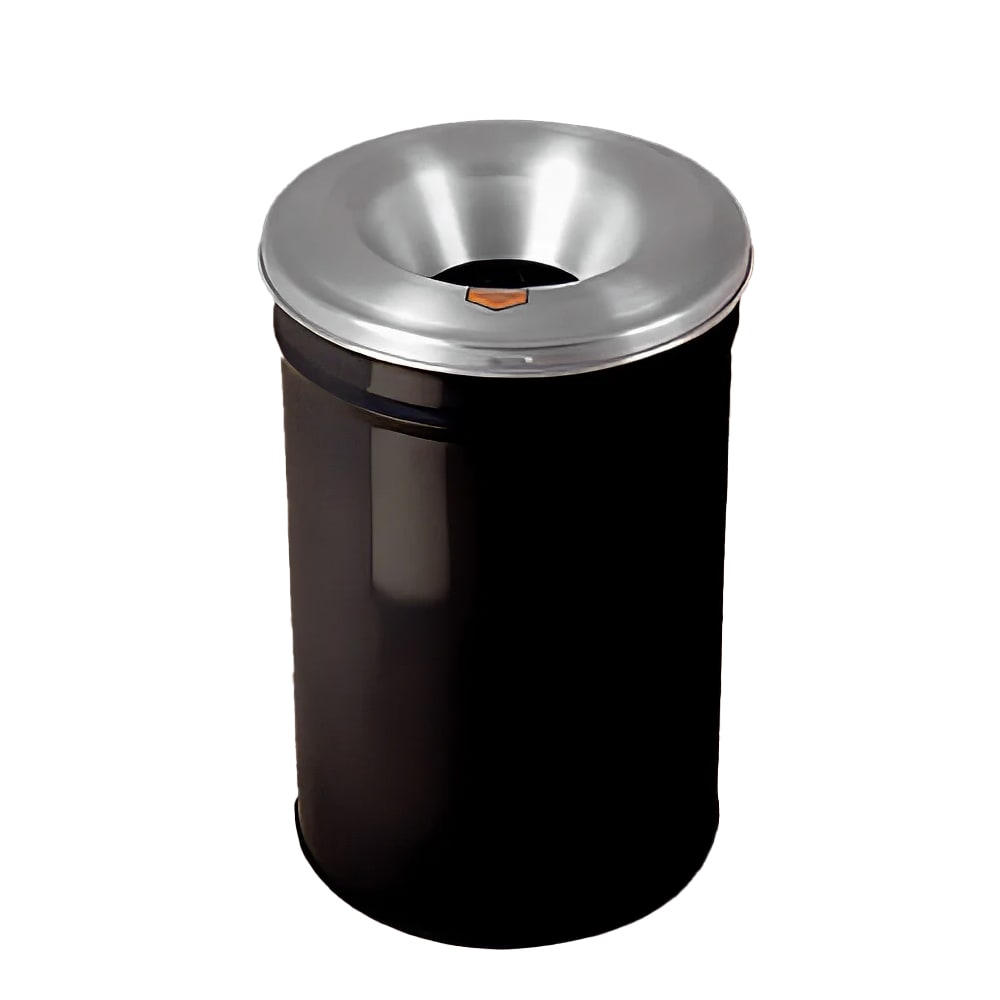 Justrite 26612K 12 gallon Cease-Fire® Safety Waste Receptacle w/ Aluminum Head - Steel, Black