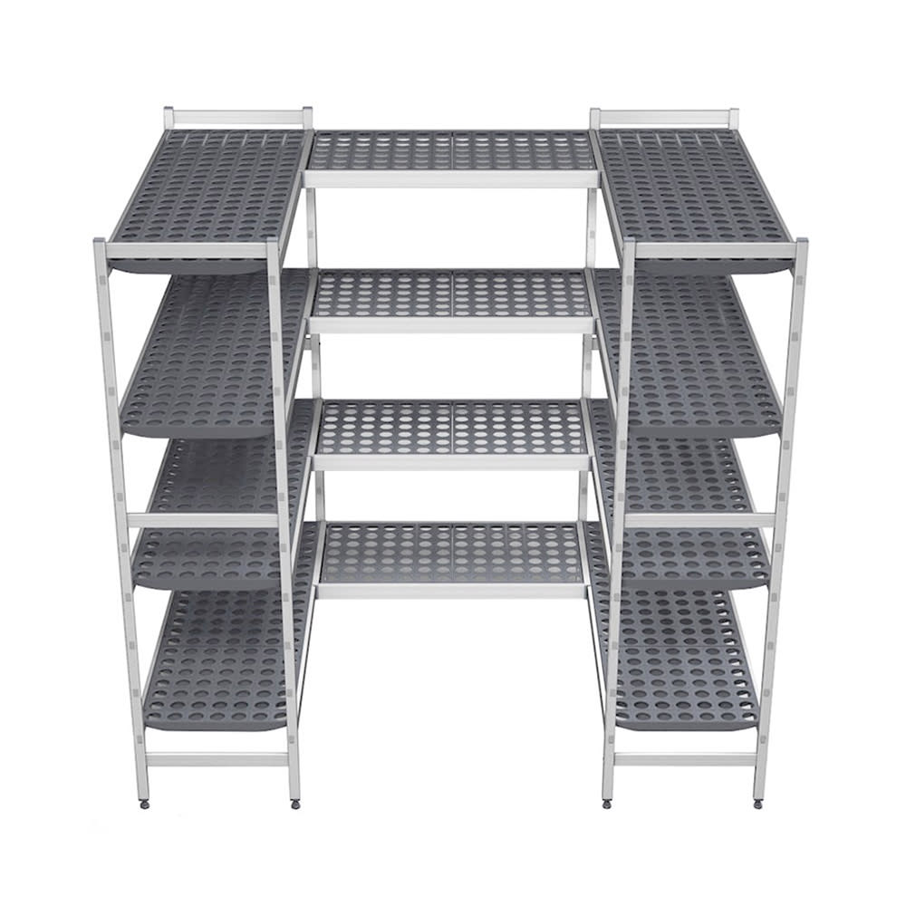 Fermod KAT-10X10-AR Shelving Kit for 10' x 10' Walk-In Coolers/Freezers - (4) Levels, Anodized Aluminum/Polymer, Gray