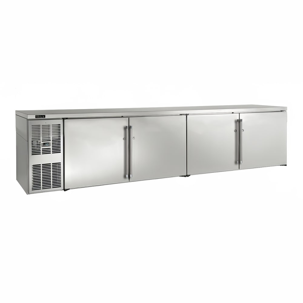 Perlick BBS108-SS-L-STK 108" Bar Refrigerator - 4 Swinging Solid Doors, Stainless, 120v
