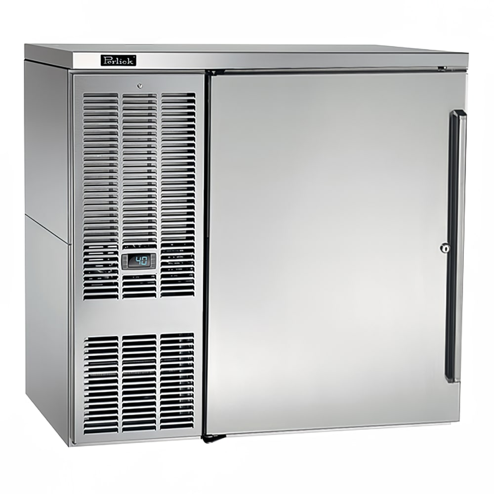 Perlick BBS36-SS-L-STK 36" Bar Refrigerator - 1 Swinging Solid Door, Stainless, 120v