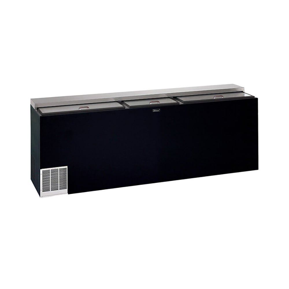 Perlick BC96LT-3 96" Forced Air Bottle Cooler - Holds (492) 12 oz Bottles, Lid Locks, Black, 120v
