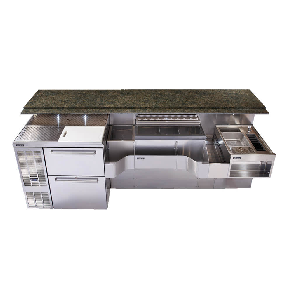 Perlick PTE68-B-WF 68" Tobin Ellis Cocktail Station w/ 64 lb Ice Bin, Stainless Steel