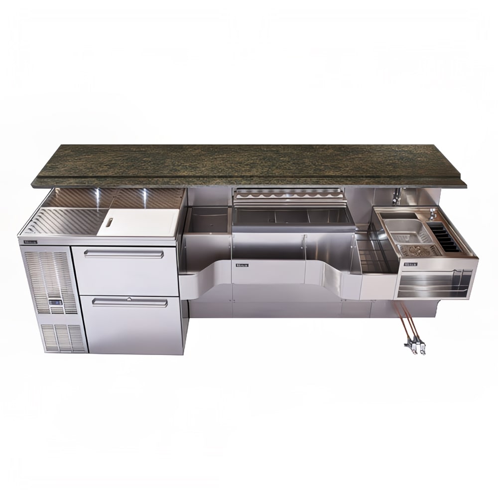 Perlick PTE80-A 80" Tobin Ellis Cocktail Station w/ 64 lb Ice Bin, Stainless Steel