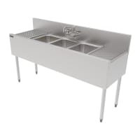 Perlick TS60M3-DB-STK 60" 3 Compartment Sink w/ 10"L x 14"W Bowl, 9 1/4" Deep thumbnail 3