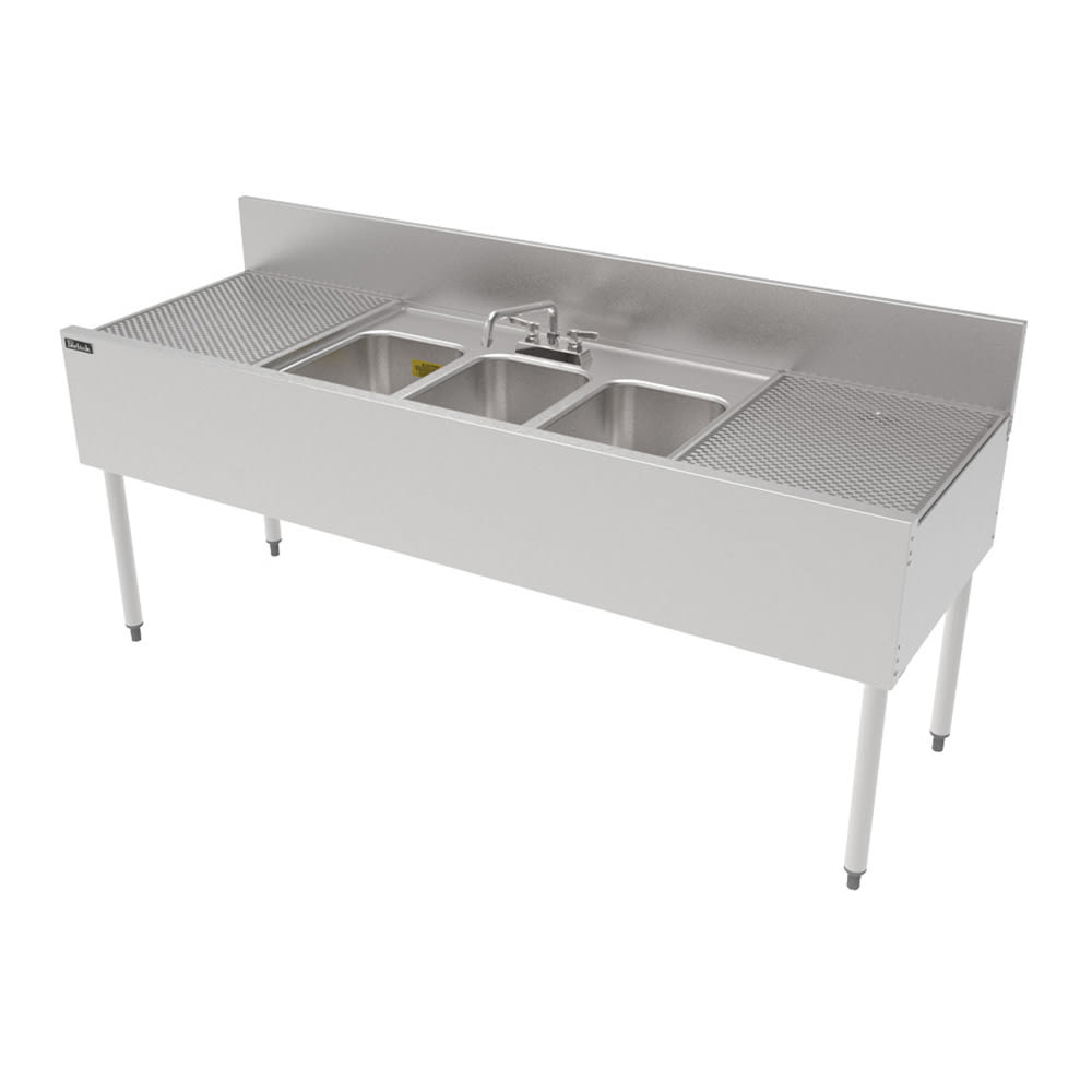 Perlick TSF72M3-DB 72" 3 Compartment Sink w/ 14"L x 10"W Bowl, 9 1/4" Deep