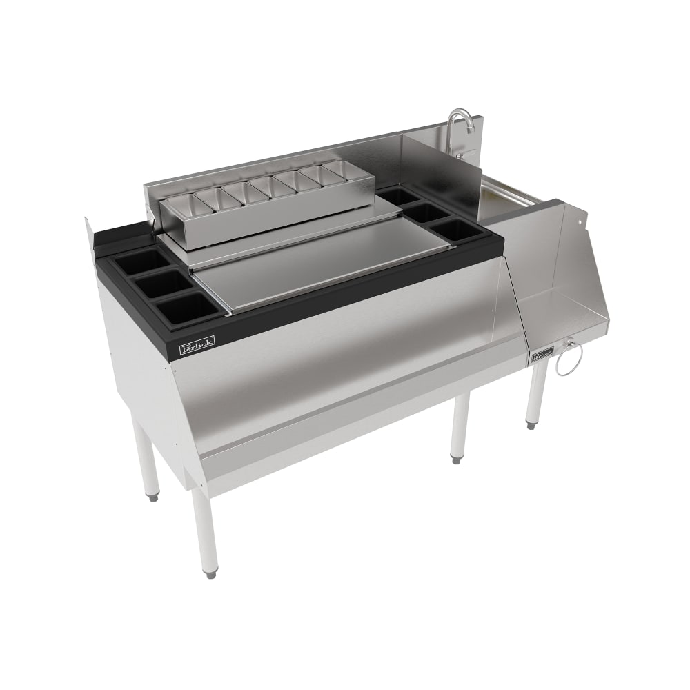 Perlick UCS48B-LF 48" Cocktail Station - Ice Chest, Bottle Wells, 18" Blender Area w/ Sink