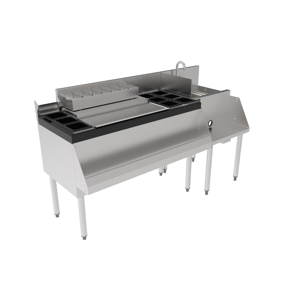 Perlick UCS60A 60-in Cocktail Station: Ice Chest, Bottle Wells, 18-in Blender w/ Sink