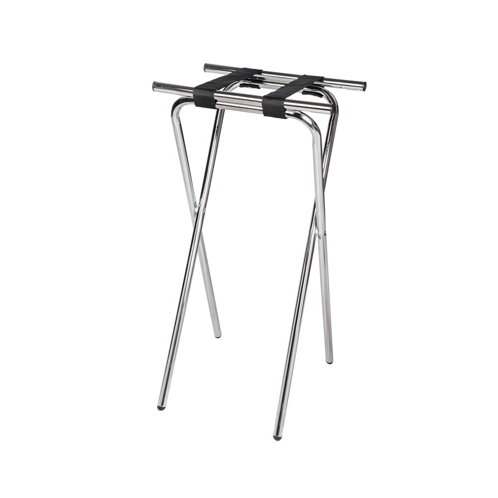 CSL 36"H Folding Tray Stand w/ Black Straps - 19" x 15" Top, Steel Frame w/ Chrome Finish (1036-1)
