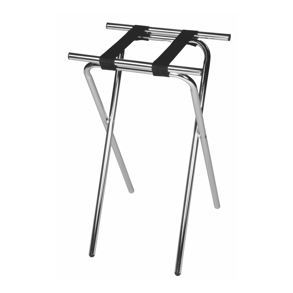 CSL 31" Folding Tray Stand w/ Black Straps - 19" x 15" Top, Steel Frame w/ Chrome Finish (1053C-1)