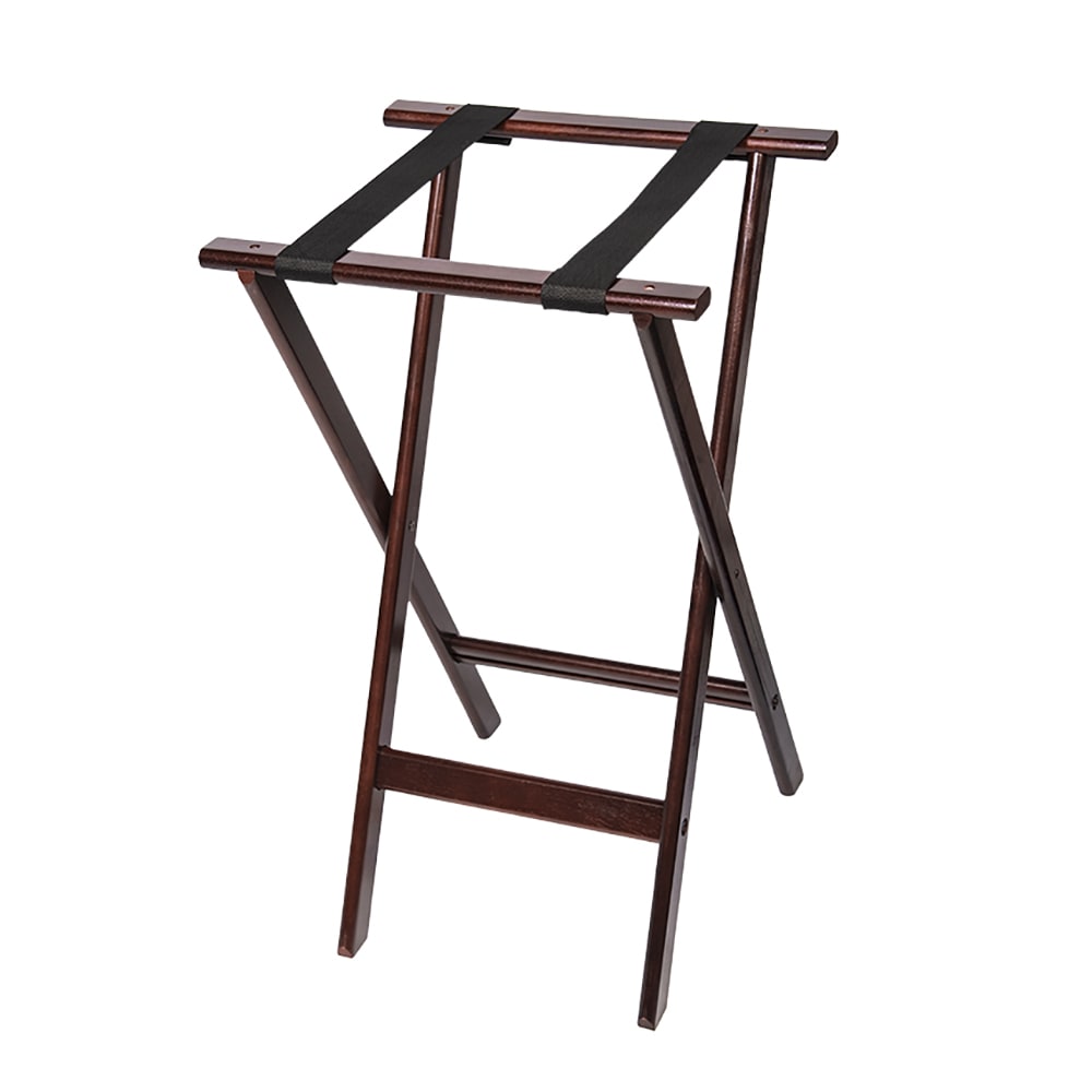 CSL 30"H Folding Tray Stand w/ Black Straps - 18 1/2" x 17" Top, Wood Frame w/ Mahogany Finish (1170MAH)