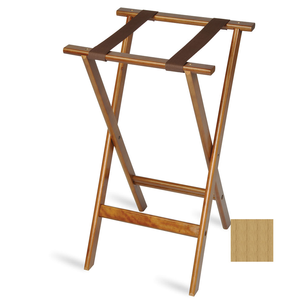 CSL 30" Flat Tray Stand w/ 2 Brown Straps & Rounded Edge, Natural Finish (1170NAT-1)