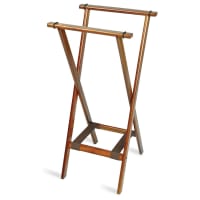 CSL 38" Flat Tray Stand w/ 2 Brown Straps & Rounded Edge, Dark Walnut Finish (1178) thumbnail 2