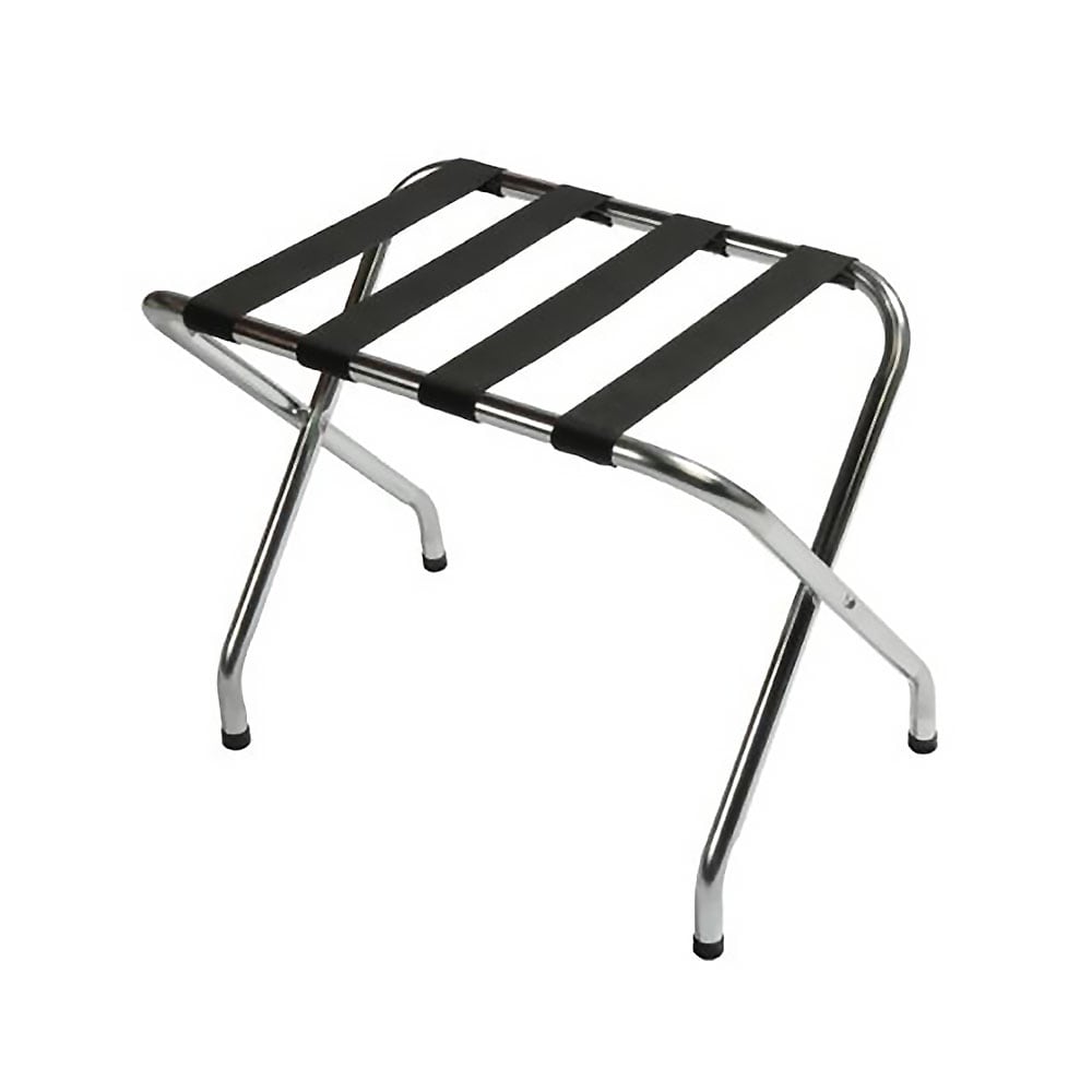 CSL Metal Luggage Rack w/ 2 1/4" Silver Poly Straps - 26"W x 16 1/2"D x 20"H, Chrome (155C-SV)