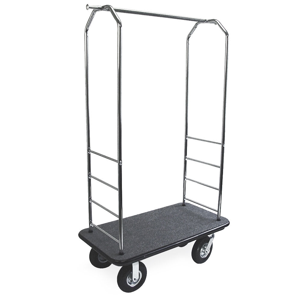 CSL Upright Hotel Luggage Cart w/ Black Carpet, Chrome (2000BK-020)