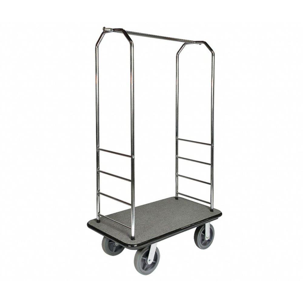 CSL Luggage Cart w/ Carpeted Deck - 43"L x 23"W x 72 1/2"H, Chrome (2000GY-040)