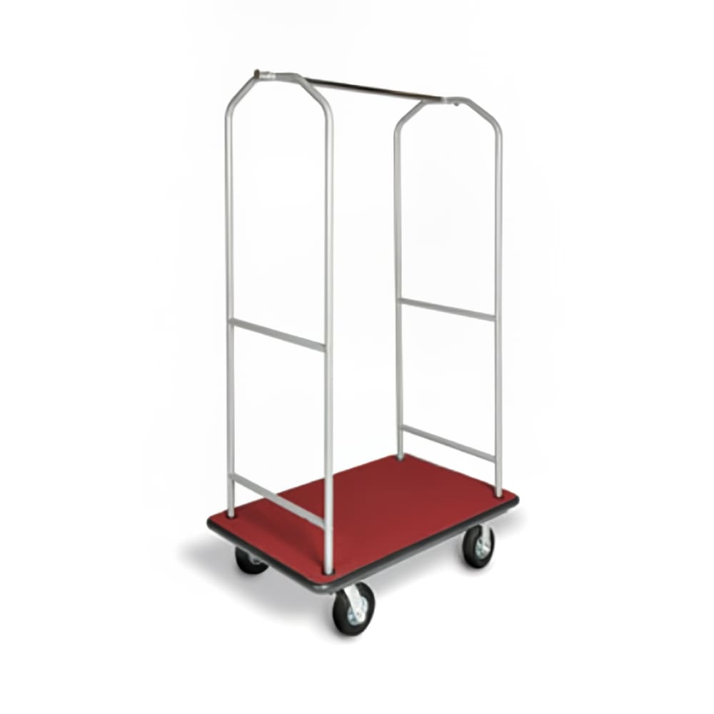CSL Economy Bellman Cart w/ Red Carpet, Gray Casters & Black Bumper, Silver Metallic (2005BK-060-RED)