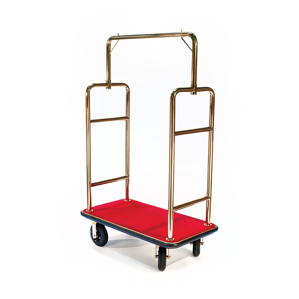 CSL Upright Hotel Luggage Cart w/ Red Carpet, Gold (2533BK-030-RED)