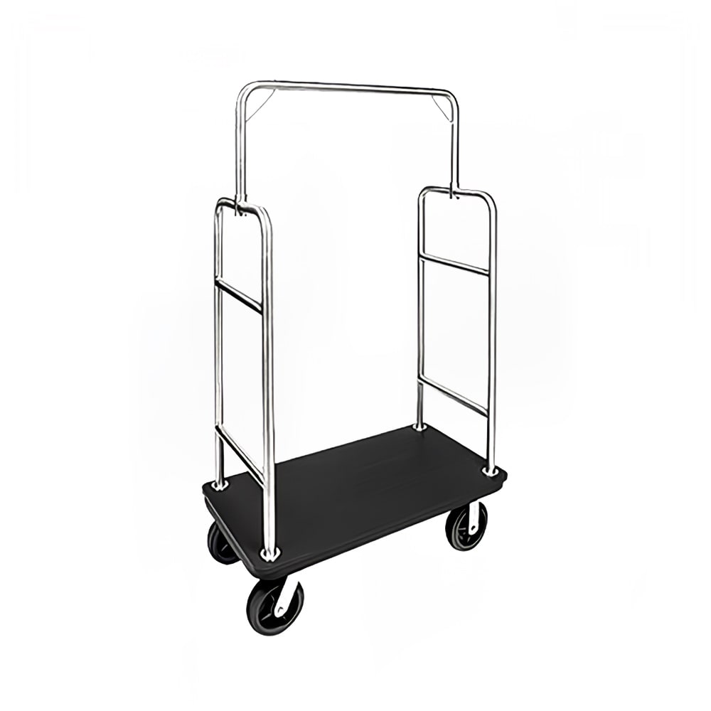 CSL Upright Hotel Luggage Cart w/ Black Plastic Surface, Stainless (2599PLS-010)