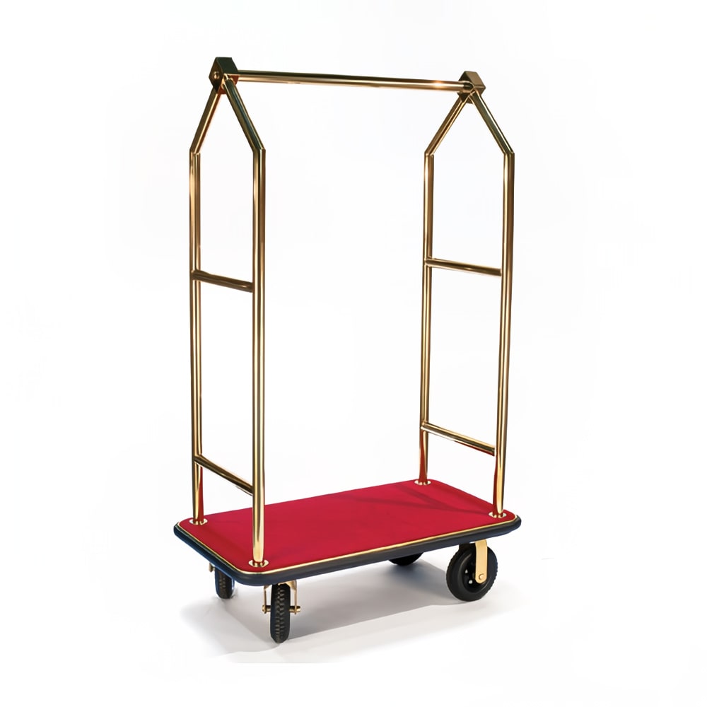 CSL Upright Hotel Luggage Cart w/ Red Carpet, Gold (2633BK-030-RED)