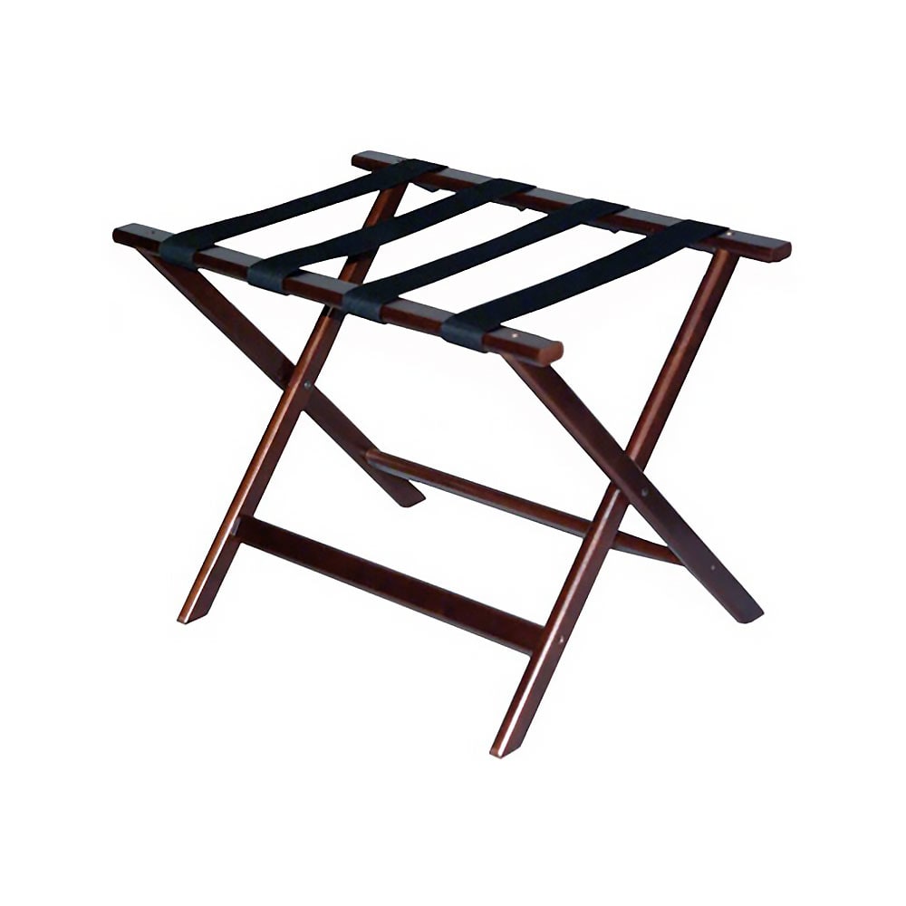 CSL Wood Luggage Rack w/ 2 1/4" Black Poly Straps - 26"W x 17"D x 19 1/2"H, Cherry Mahogany (277CM)