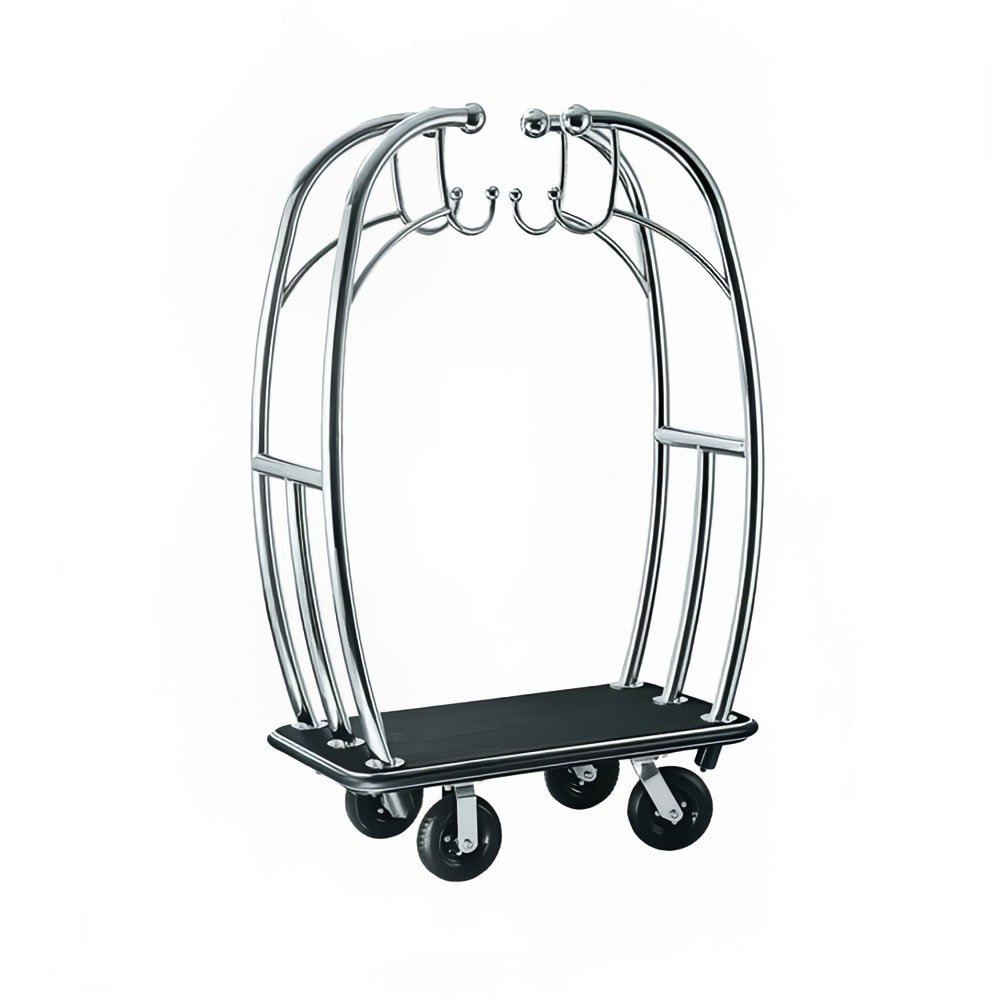 CSL Upright Hotel Luggage Cart w/ Black Carpet, Stainless (3699BK-010-BLK)