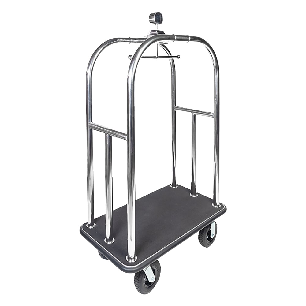CSL Luggage Cart w/ Carpeted Deck - 44"L x 24"W x 75"H, Stainless (3799BK-010-BLK)