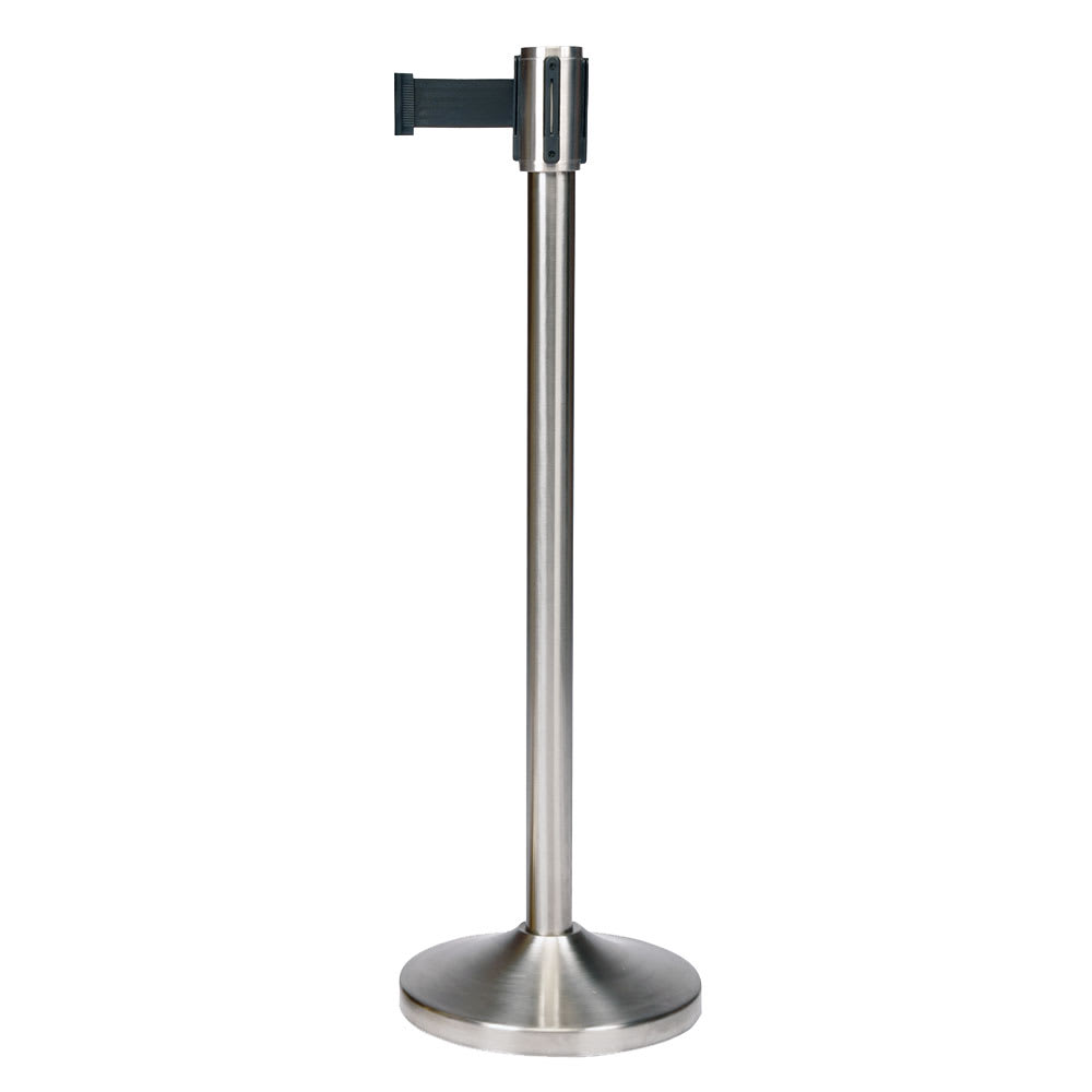 CSL 39" Portable Crowd Control Stanchion, Brushed Stainless (5500SS-BLK)